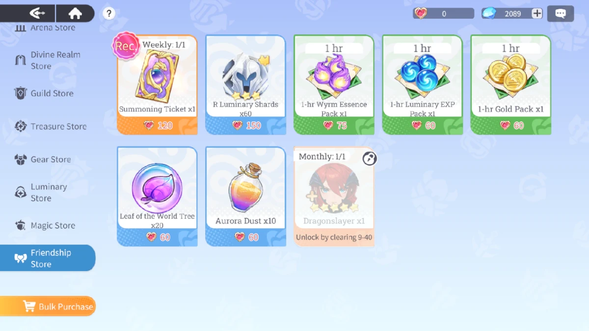 Dragon Traveler friendship shop