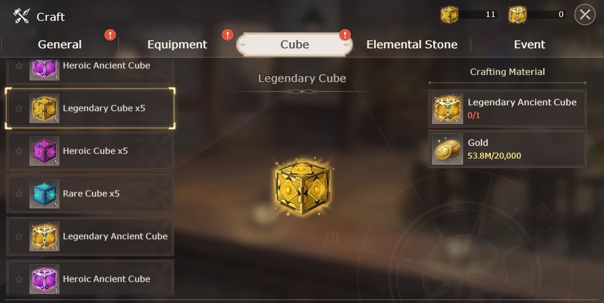 Lost Sword ancient cube crafting