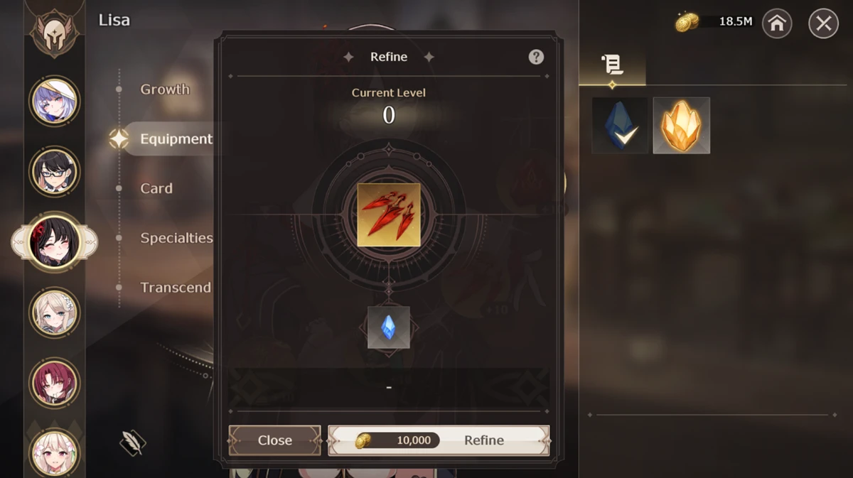 Lost Sword refining system