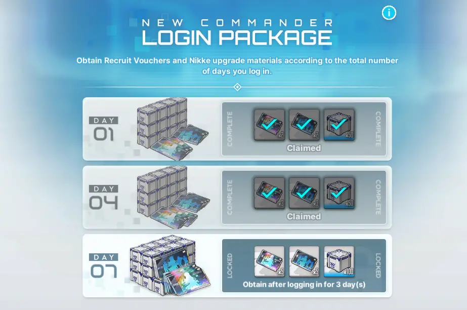 NIKKE login new commander pack